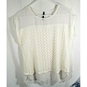 Ashley Blue White Lace Sheer Shirt